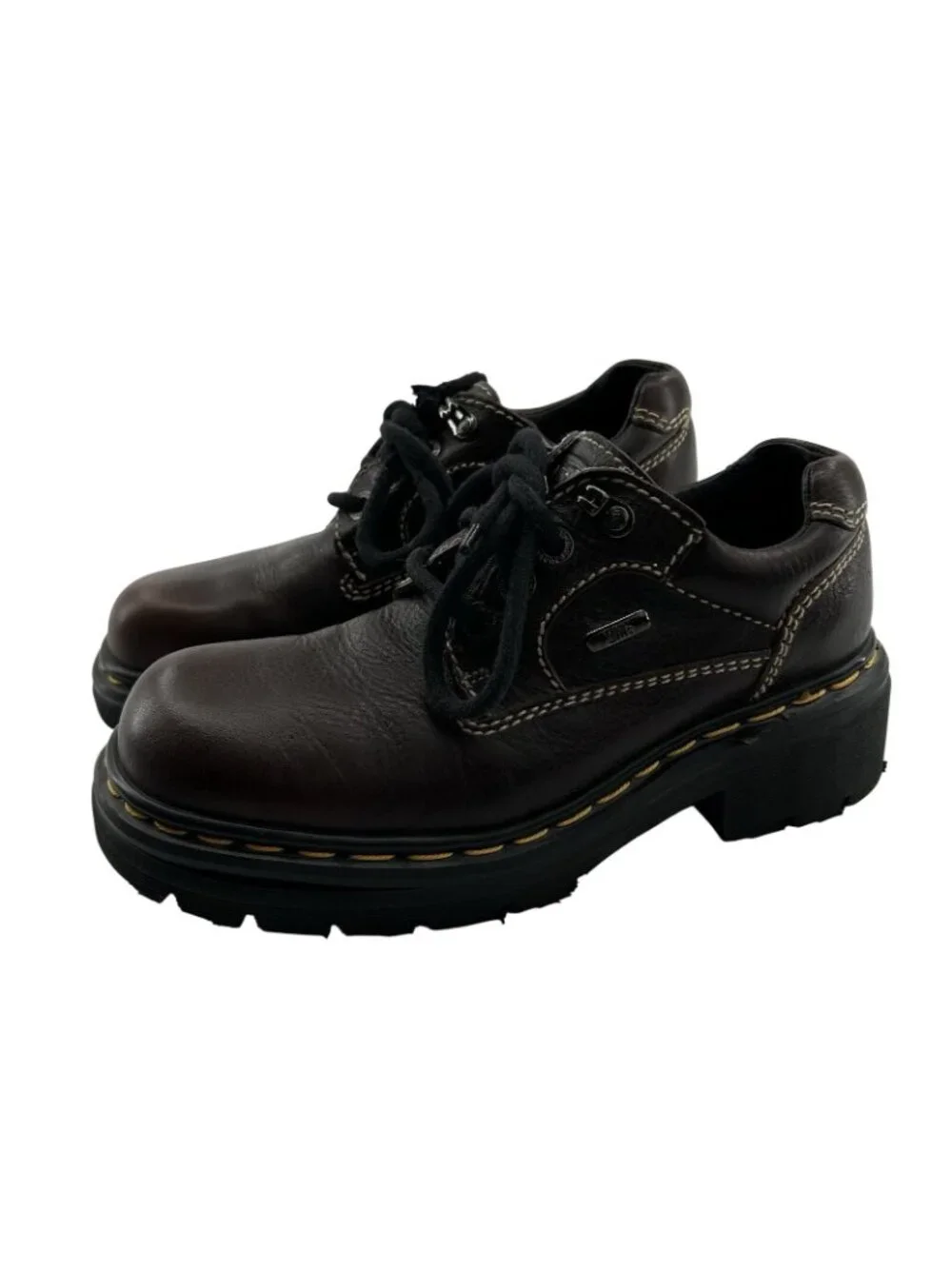 VTG Dr. Martens Shoes M5 W6 Leather 3 Eye Casual Chunky Platform Oxford ENGLAND